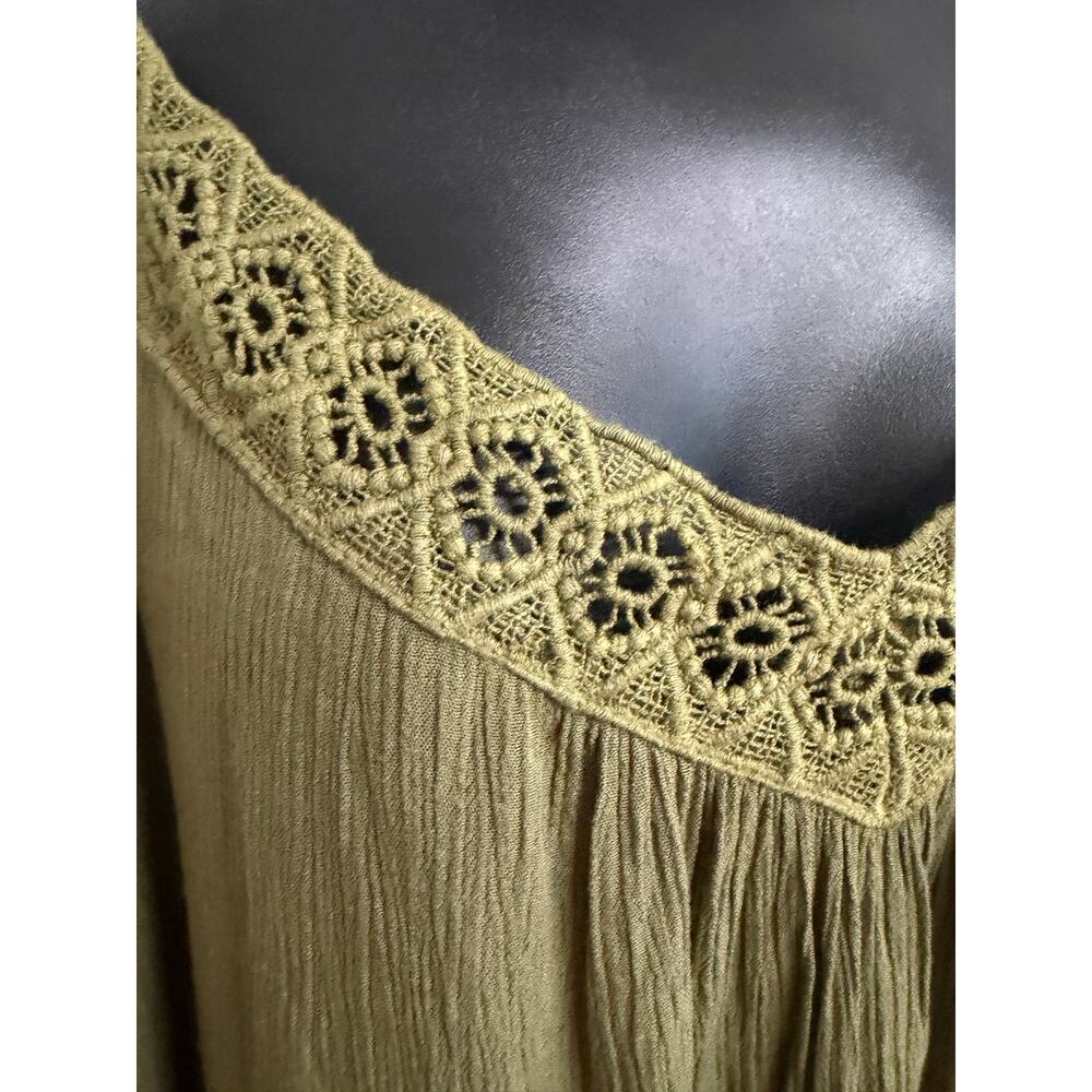 NAIF Women Plus Size Tunic Dress 2X Cold Shoulder Green Lined Cold Shoulder New - Picture 4 of 11